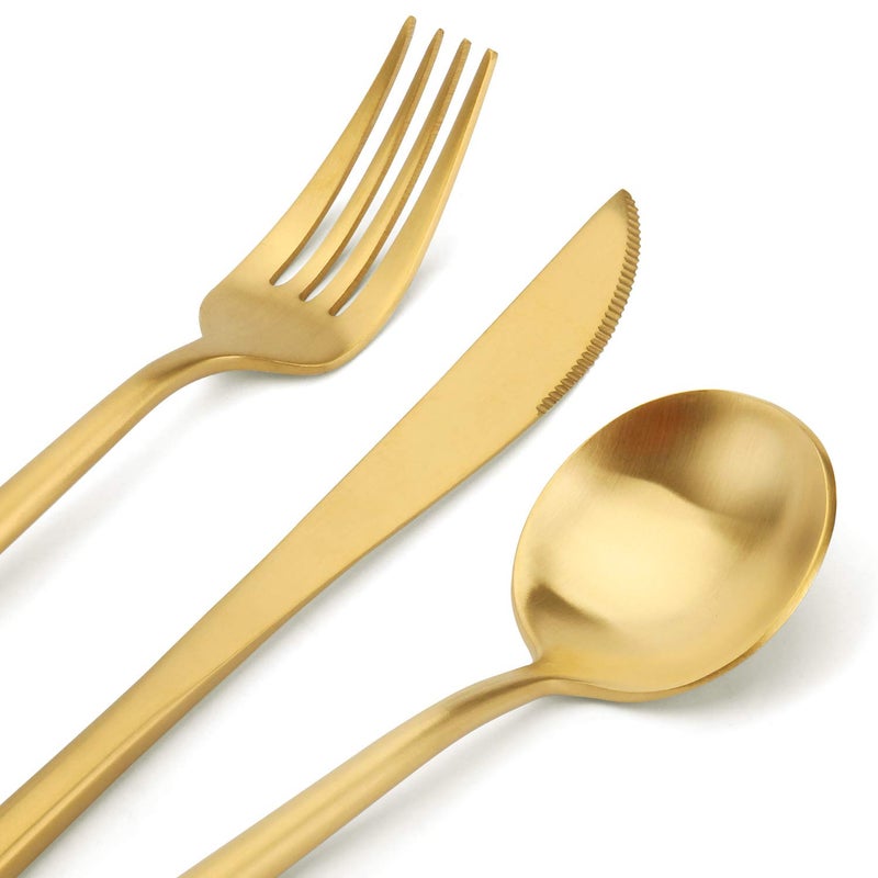 sharecook Matte Gold Silverware Set, sharecook 20-Piece Stainless Steel Satin Finish Flatware Set Service for 4, Kitchen Utensil Set, Tableware Cutlery Set for Home and Restaurant - Image 3